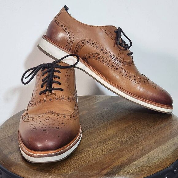 Cole Haan Leather Wingtip Oxford Shoes Size 8 Men's Brown Leather Oxfords - Picture 2 of 11